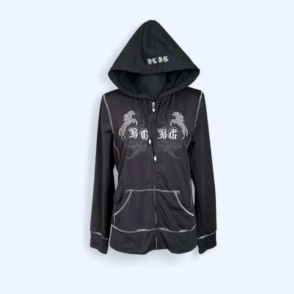 Vintage Y2K BCBG rhinestone gothic zip hoodie Size: Small/Medium